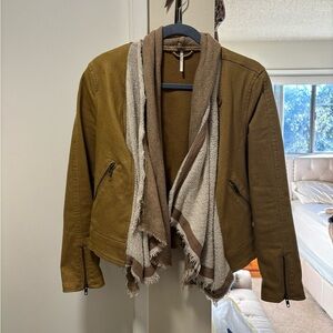 Free People Drape Front Moto Jacket Yellow